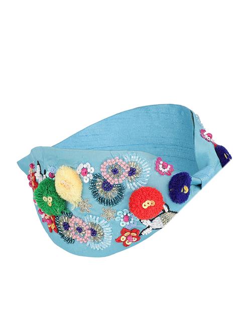anekaant blue & multi quirky embellished faux silk hair band - 18012265 - Very Small Image - 1