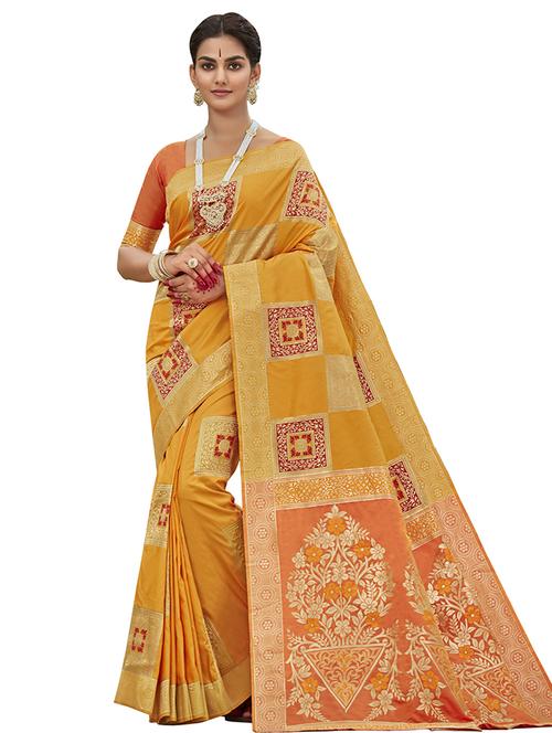 jacquard work woven saree with blouse - 18012328 - Very Small Image - 1