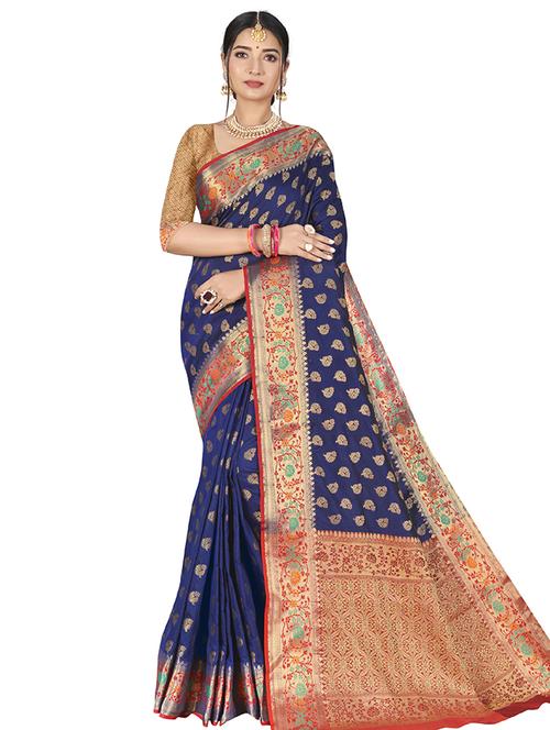 jacquard work woven saree with blouse - 18012334 - Very Small Image - 1