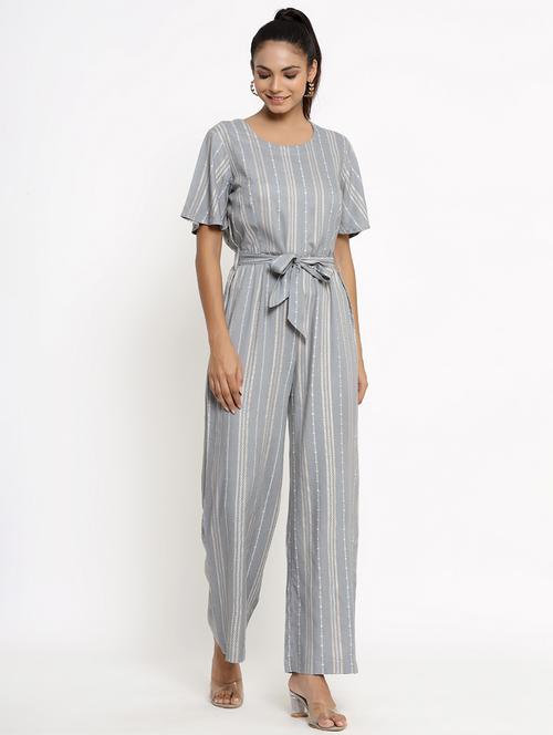 v-neck printed full leg jumpsuit - 18012419 - Very Small Image - 1