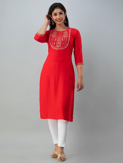 embroidered straight kurta - 18012473 - Very Small Image - 1