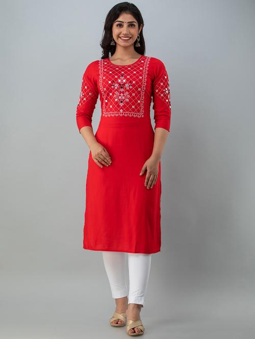 embroidered straight kurta - 18012477 - Very Small Image - 1