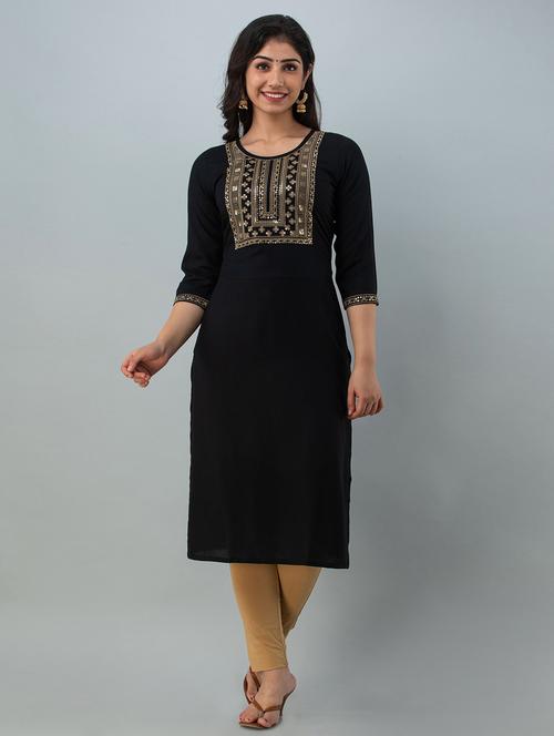 embroidered straight kurta - 18012482 - Very Small Image - 1