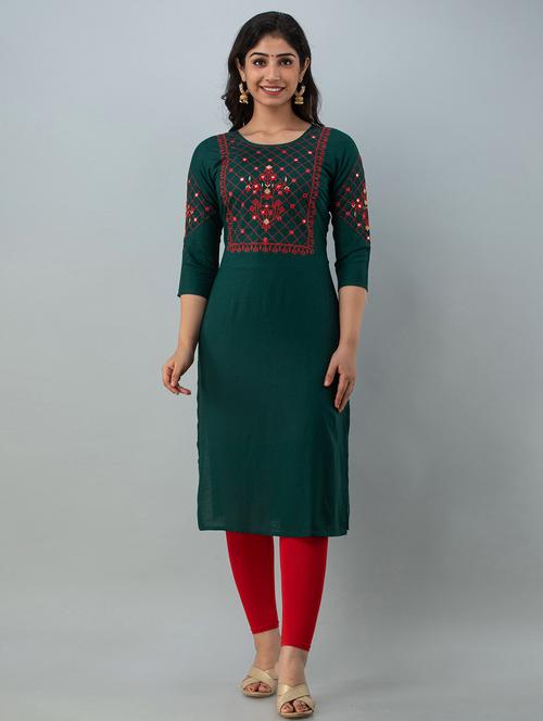 embroidered straight kurta - 18012484 - Very Small Image - 1