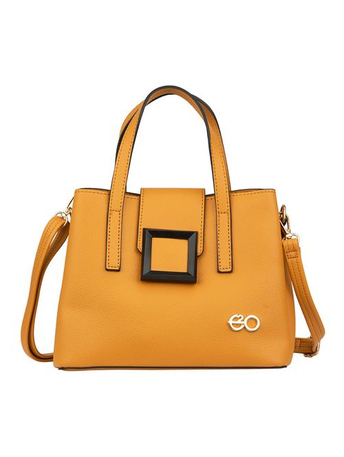yellow leatherette (pu) fashion satchel - 18012621 - Very Small Image - 1