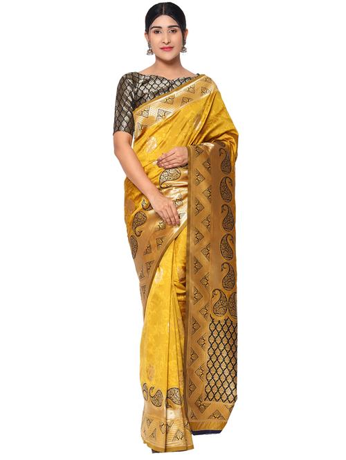 magenta art silk kanjivaram saree with blouse - 18013146 - Very Small Image - 1