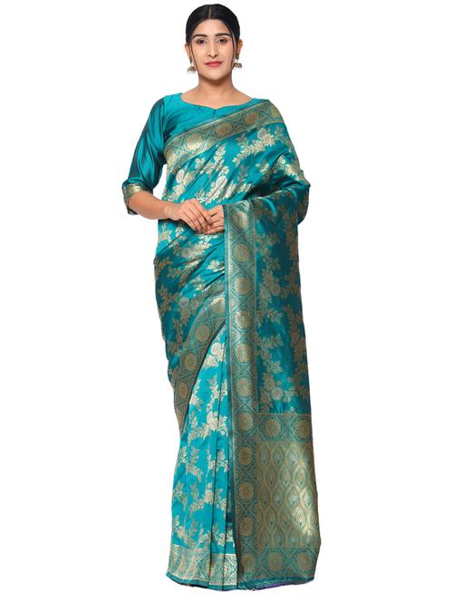 jacquard work kanjivaram saree with blouse - 18013187 - Very Small Image - 1