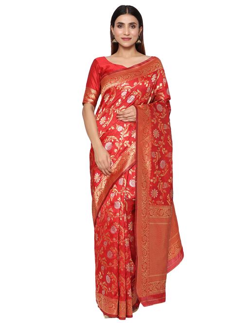jacquard work kanjivaram saree with blouse - 18013197 - Very Small Image - 1