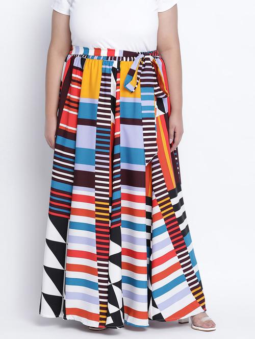 tie front printed a-line skirt - 18013241 - Very Small Image - 1