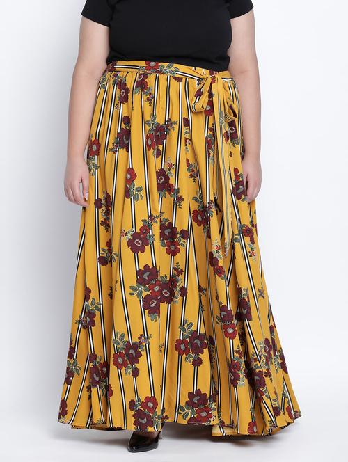 tie front striped flared skirt - 18013245 - Very Small Image - 1