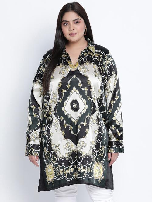 long sleeved printed plus top - 18013323 - Very Small Image - 1