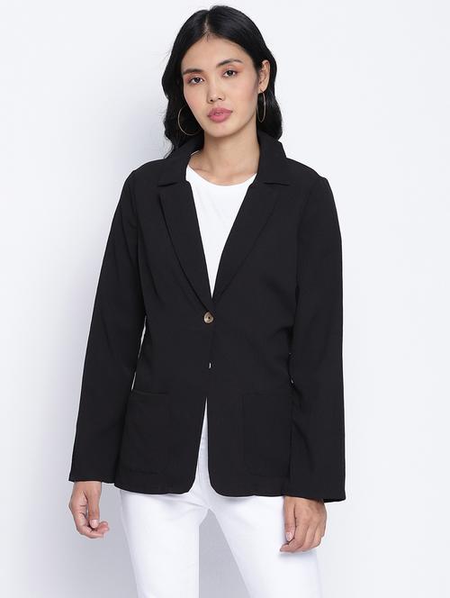 lapel neck solid blazer - 18013338 - Very Small Image - 1