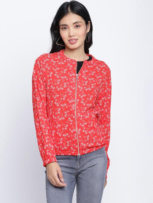 mandarin neck printed jacket - 18013340 - Very Small Image - 1