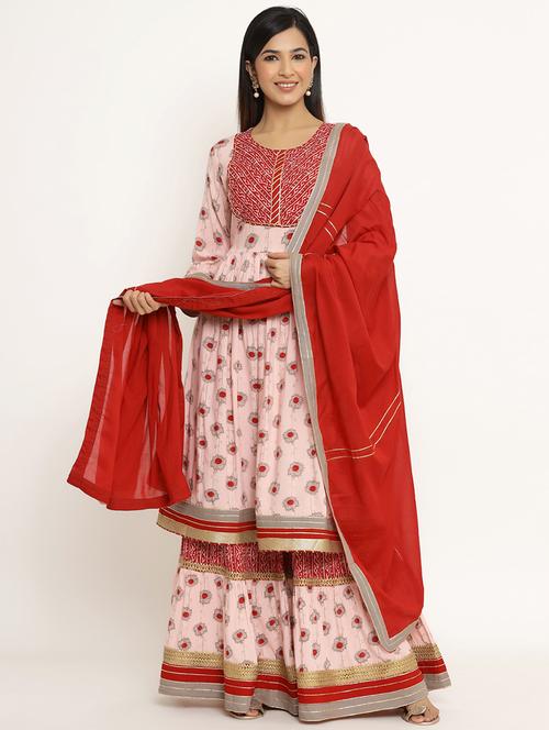 pink rayon kurta sharara set - 18013664 - Very Small Image - 1