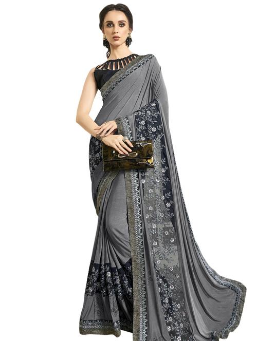 tonal embroidered saree with blouse - 18014106 - Very Small Image - 1