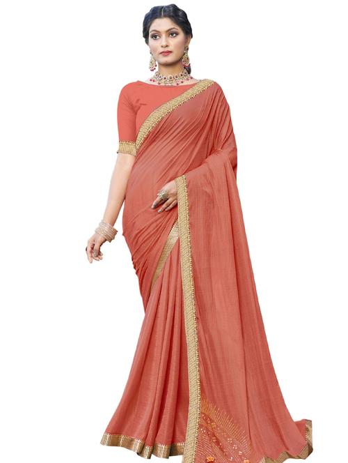 lace bordered plain saree with blouse - 18014125 - Very Small Image - 1
