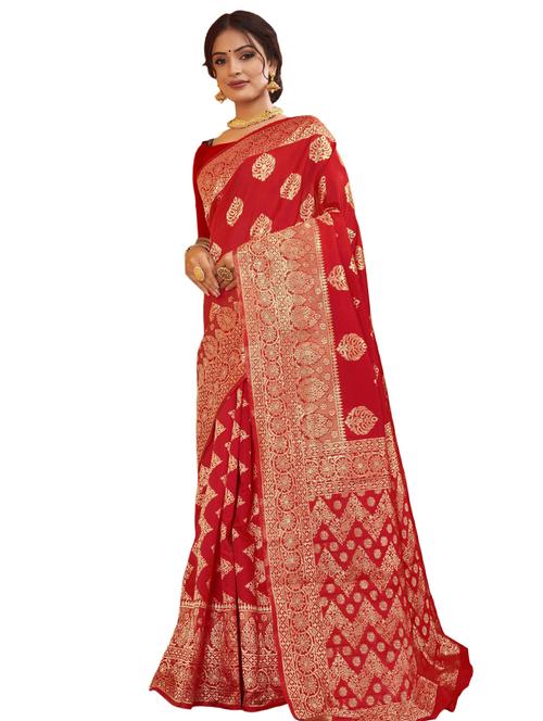 jacquard work woven saree with blouse - 18014166 - Very Small Image - 1