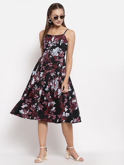 cami neck floral fit & flare dress - 18014387 - Very Small Image - 1