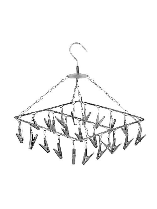 konquer times 25 clips stainless steel square cloth dryer/clothes drying stand/hanger with clips | baby cloth hanger - 18014844 - Very Small Image - 1