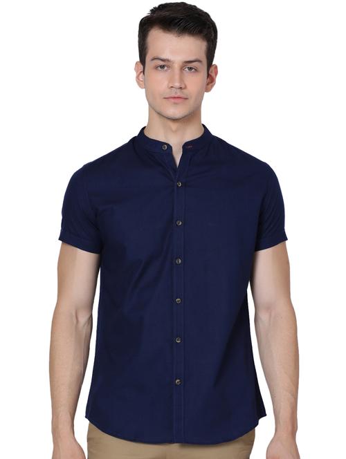 navy blue solid casual shirt - 18014906 - Very Small Image - 1
