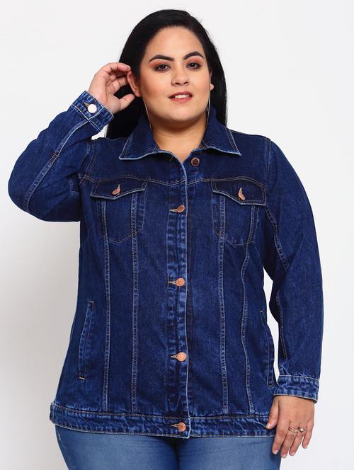 long sleeved solid denim jacket - 18015186 - Very Small Image - 1