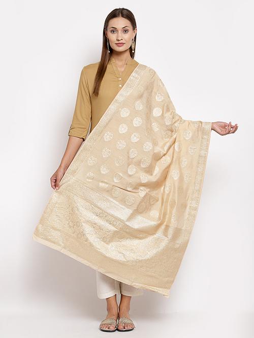 cream silk dupatta - 18015292 - Very Small Image - 1