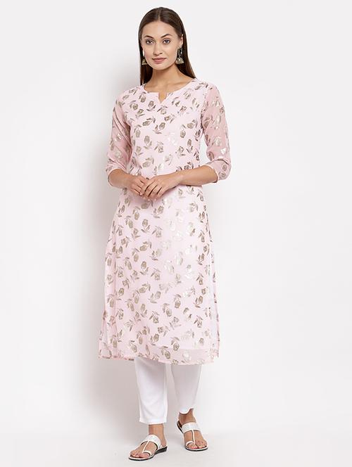 foil print kurta pant set - 18015307 - Very Small Image - 1