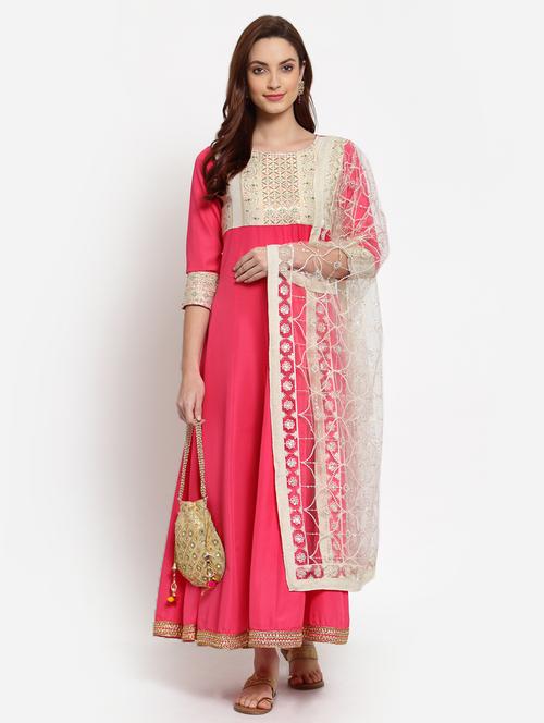 printed kurta dupatta set - 18015593 - Very Small Image - 1