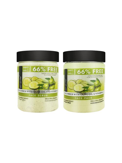 go glow by berina cucumber face pack and scrub, 500ml pack of 2 - 18015623 - Very Small Image - 1