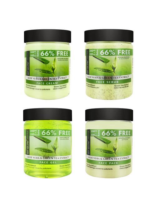 go glow by berina aloevera face pack, cream, gel and scrub, 500ml pack of 4 - 18015630 - Very Small Image - 1