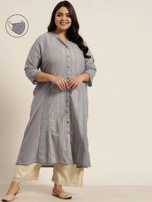 solid a-line kurta - 18016192 - Very Small Image - 1