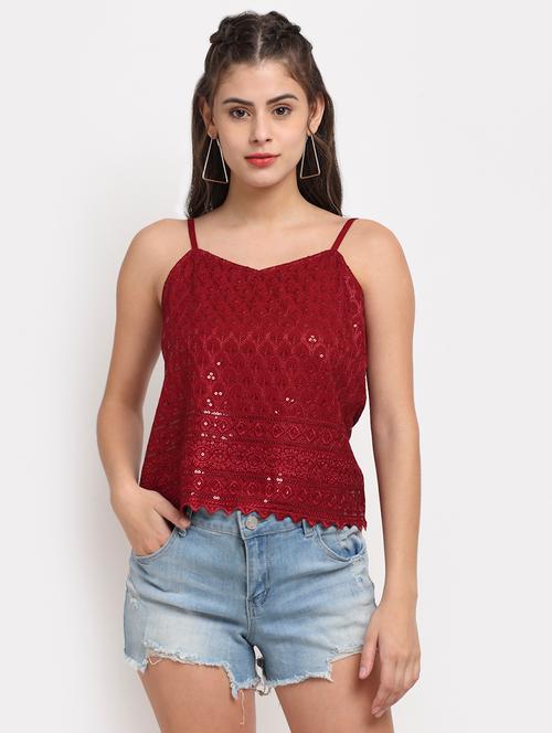 cami neck embellished top - 18016781 - Very Small Image - 1