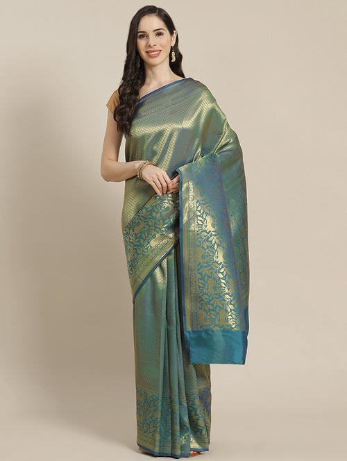 zari work kanjivaram saree with blouse - 18017521 - Very Small Image - 1