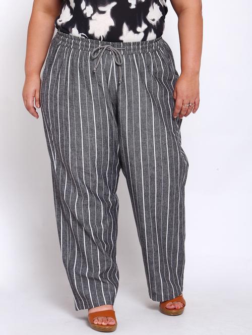 drawstring striped plus track pant - 18017560 - Very Small Image - 1