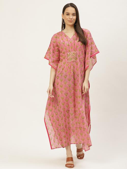 drawstring waist printed maxi kaftan - 18018409 - Very Small Image - 1