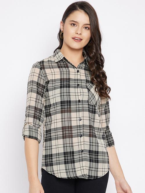 roll up sleeved checkered shirt - 18018816 - Very Small Image - 1