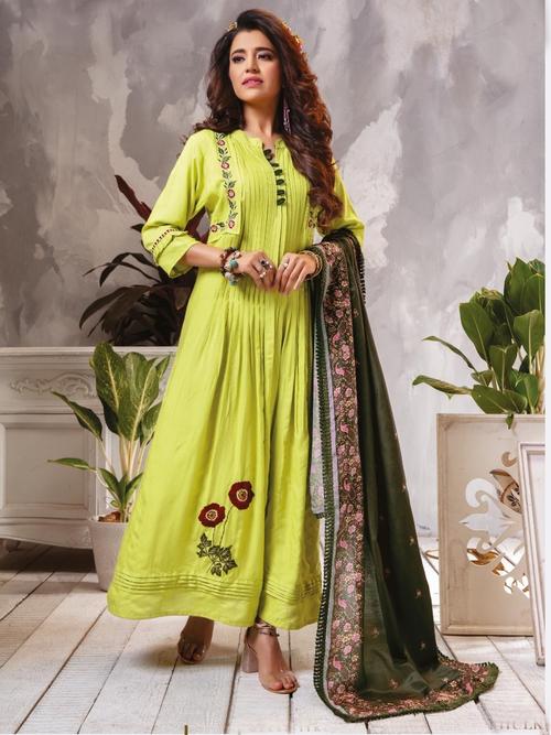 heavy quality reyon kurti with dupatta - 18019336 - Very Small Image - 1