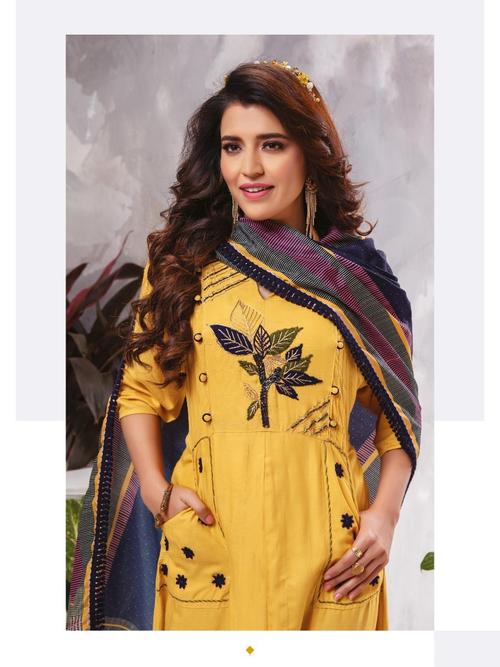 heavy quality rayon kurti with dupatta - 18019338 - Very Small Image - 1