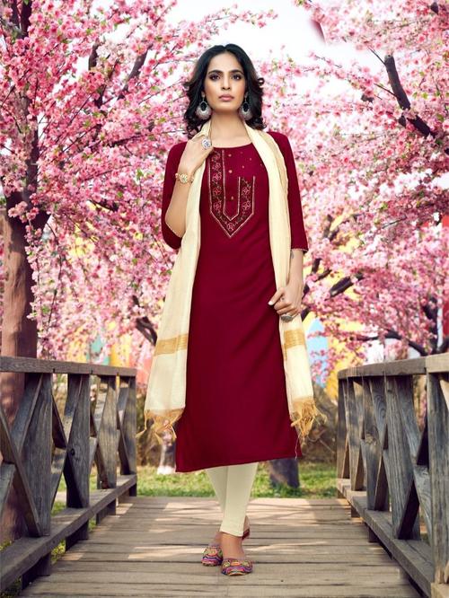heavy rayon with embrodairy work with - 18019346 - Very Small Image - 1