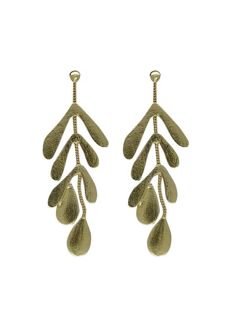 gold petal stone shaped drop earring - 18019458 - Very Small Image - 1