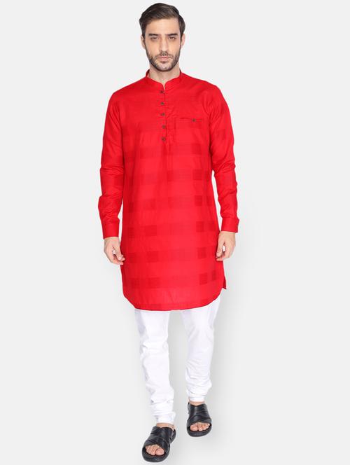 red self design medium length kurta - 18019537 - Very Small Image - 1