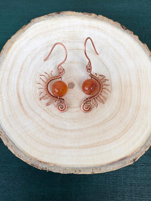 orange copper drop earring - 18019740 - Very Small Image - 1