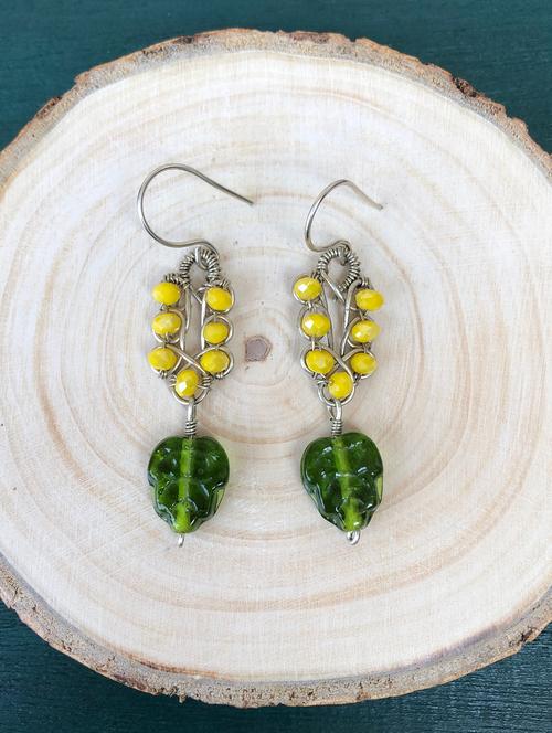 yellow copper drop earring - 18019741 - Very Small Image - 1