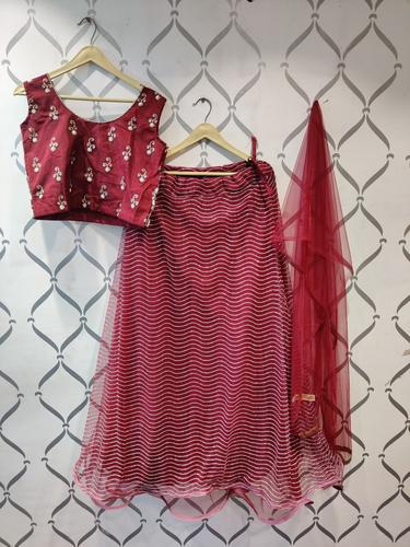 georgette lehanga choli with stone work - 18019792 - Very Small Image - 1