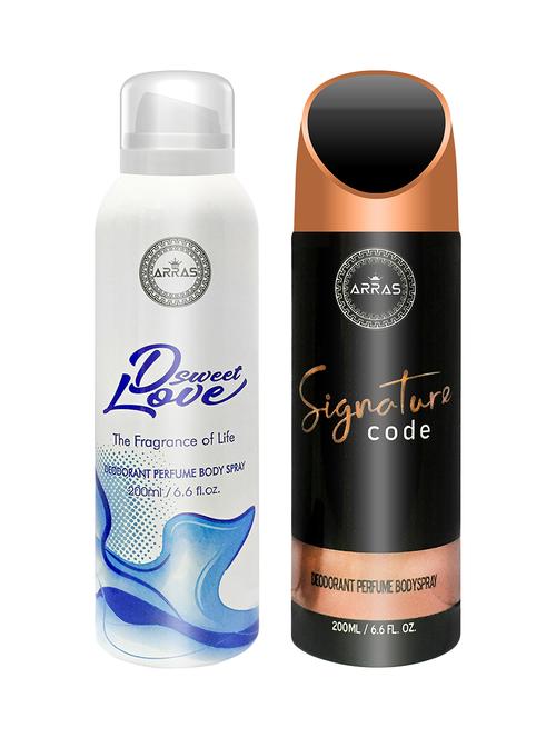 arras d sweet love blue & signature code deodorant body spray, 200ml pack of 2 - 18019954 - Very Small Image - 1