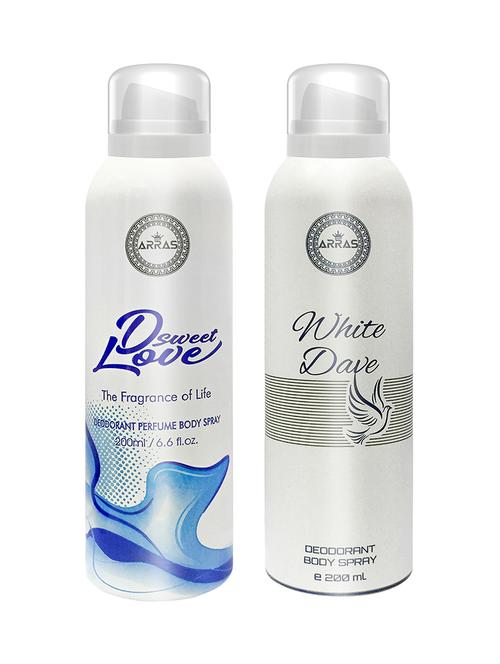 arras d sweet love blue & white dave deodorant body spray, 200ml pack of 2 - 18019958 - Very Small Image - 1