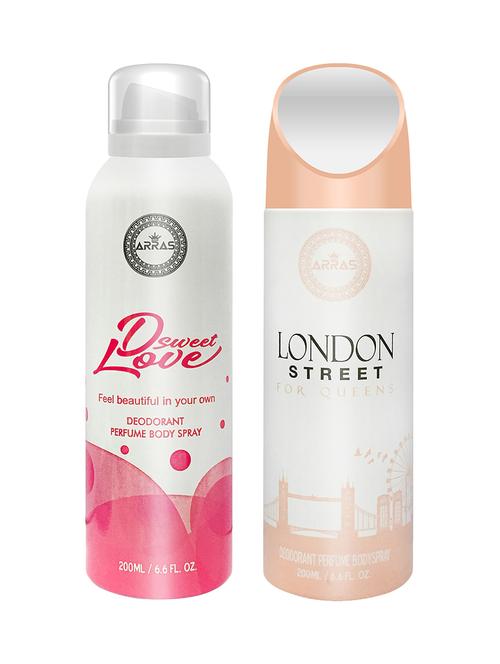 arras d sweet love pink & london street deodorant body spray, 200ml pack of 2 - 18019960 - Very Small Image - 1