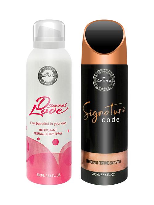 arras d sweet love pink & signature code deodorant body spray, 200ml pack of 2 - 18019966 - Very Small Image - 1