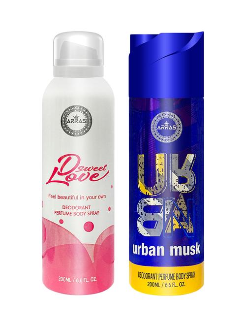 arras d sweet love pink & urban musk deodorant body spray, 200ml pack of 2 - 18019968 - Very Small Image - 1