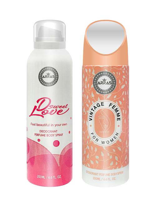 arras d sweet love pink & vintage femme deodorant body spray, 200ml pack of 2 - 18019969 - Very Small Image - 1